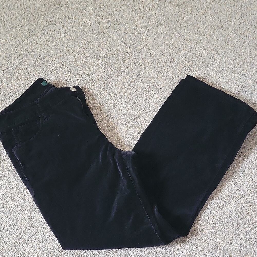 Lauren Ralph Lauren Black Velvet Straight Leg Pants 98% Cotton Stretch Pockets